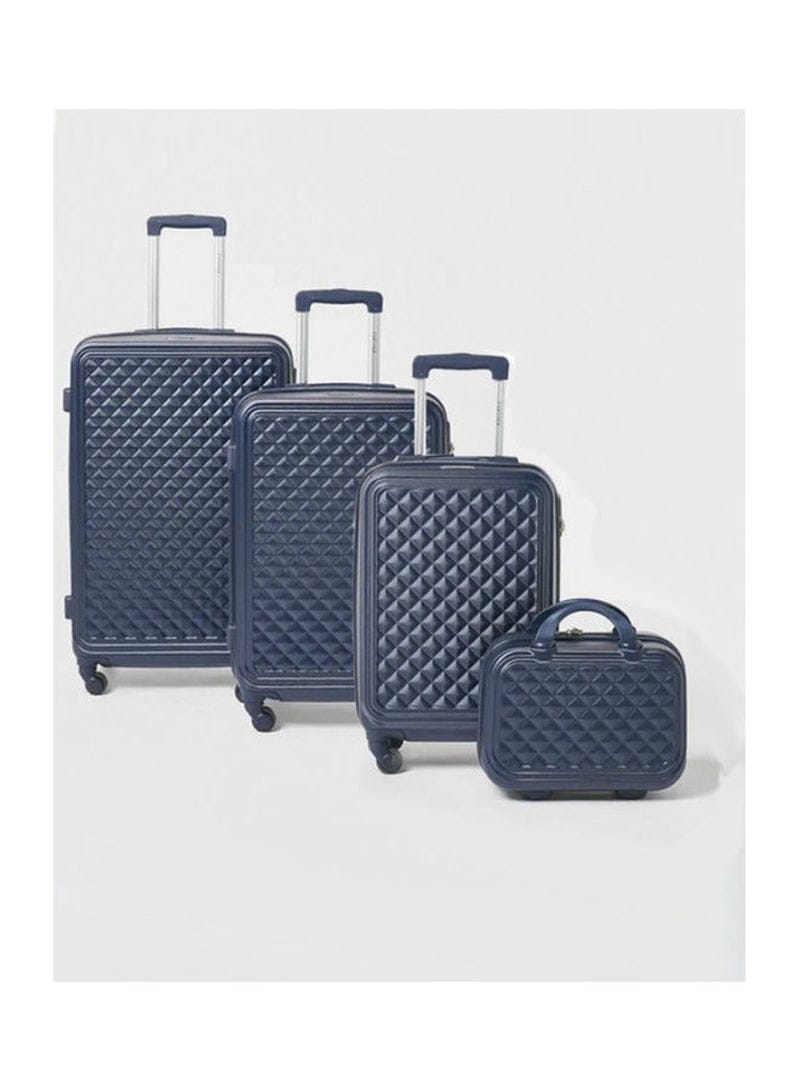 Buy Partner 4-Piece Textured Checkered Luggage Trolley Set, Blue Online ...