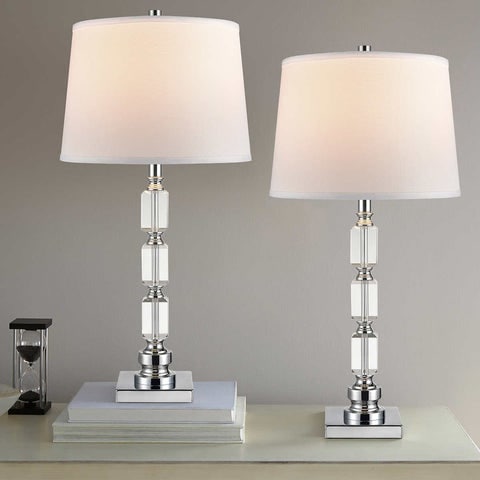 Bridgeport Designs 2-Pack Crystal Table Lamp Set, Silver