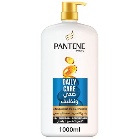 Pantene Pro-V Shampoo &amp; Conditioner 2 In 1 Daily Care Leaves Hair Clean And Healthy Looking 1000 Ml