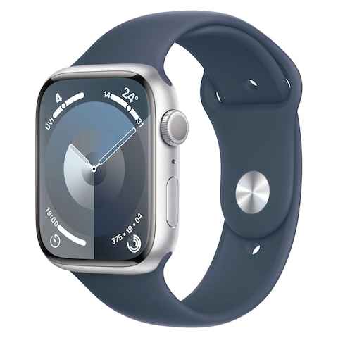 Apple Watch Series 9 GPS 45mm Silver Aluminium Storm Blue Sport Band Medium/Large