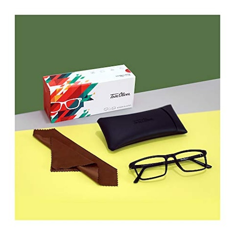 TOM OLIVER Blue Light Blocking Lightweight Computer Screen Glasses, Computer Reading/Gaming/TV/Phone for Women Men Teens Anti Eyestrain &amp; UV Glare (Rectangle,Black)