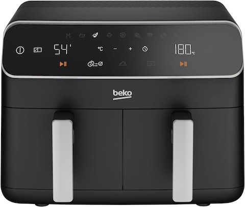 Beko Air Fryer FRL 5388B 8.5 Litre Capacity (4.25 + 4.25), 2400W, Wide Touch Screen, 9 Functions Including Defrost, Reheat, Dehydrate, Air Broil, Bake, Roast, Rotisserie, Grill