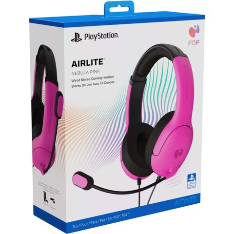 PDP Airlite Wired Over-Ear Stereo Gaming Headset For PlayStation 4 And PlayStation 5 Nebula Pink