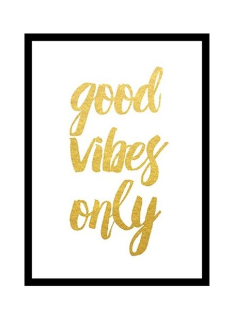 Spoil Your Wall Good Vibes Only Wall Poster With Frame Gold/White 40x55cm