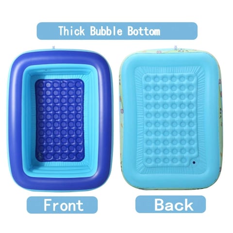 HEXAR&reg; Inflatable Swimming Pool Kiddie Pool Large Size Blow Up Swimming Pool for Family Adults Kids Toddler Giant Rectangle Lounge Blowup Pool for Indoor Outdoor Backyard Ground (210 X 150 X 60 CM)