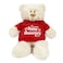 Caravaan, Supersoft, Cuddly Teddy Bear With Trendy Red Hoodie Happy Anniversary Size 38cm Ideal For Celebrations, Boys, Girls Parties Soft And Cuddly