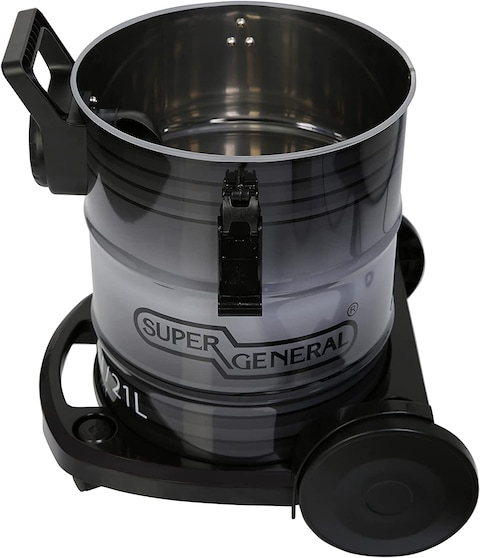 Super General 1600W Wet and Dry Vacuum Cleaner With 360 Degree Swivel Castors, 21 Liter Dust Capacity, Black, SGVC-2001-WD, 40.6 x 38.1 x 57.6 mm