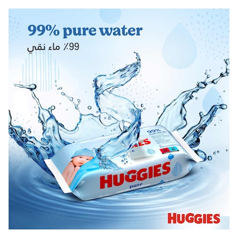 Huggies Pure Baby Wipes, 99% Pure Water Wipes, 1 Pack x 56 Wipes