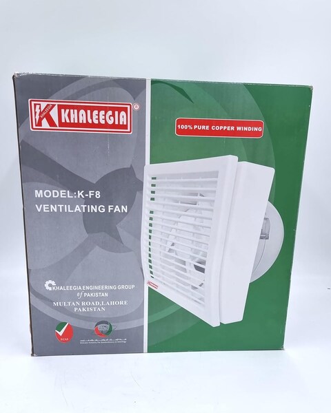 KHALEEGIA K-F8 8-Inch Square Ventilating Fan Auto Single Shutter Glass Block Window Panel
