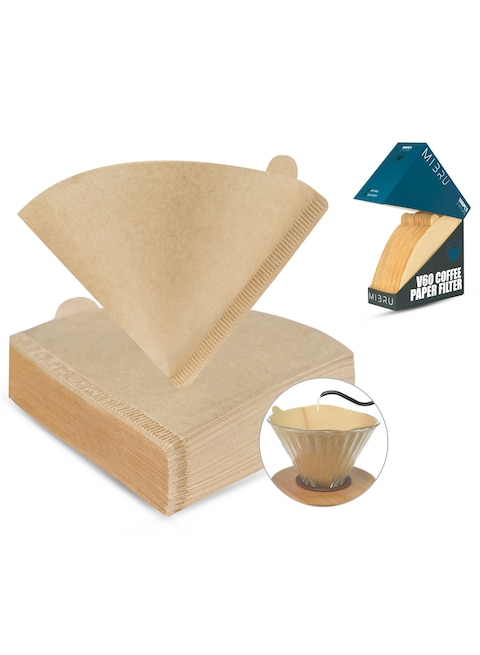 Mibru 100 Pc Coffee Filter V60 Paper Brown 02