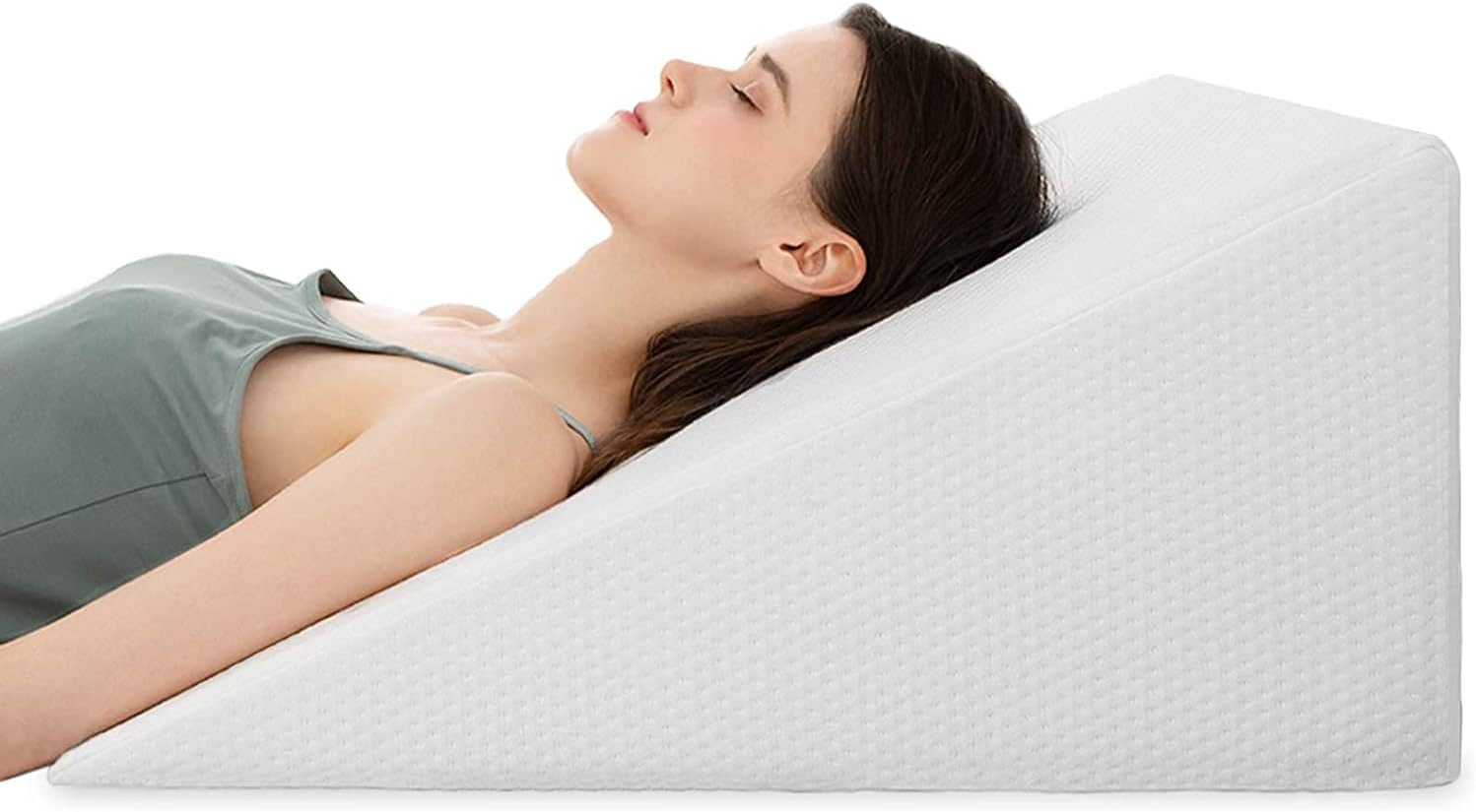 Deep Sleep Orthopedic Bed Wedge Pillow With HD Foam Top Elevation For Sleeping, Acid Reflux, Heartburn, Anti Snoring And Gerd Pillow, Ideal For Neck Pain, Back Support (W55 X L55 Cm, Standard: 8&quot;)