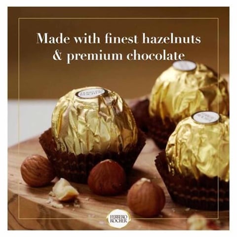 Ferrero Rocher Fine Crunchy Hazelnuts dipped in Smooth Milk Chocolate, Individually Wrapped in Elegant Gold Foil Wrapper, 16 Piece Gift Box, 200g