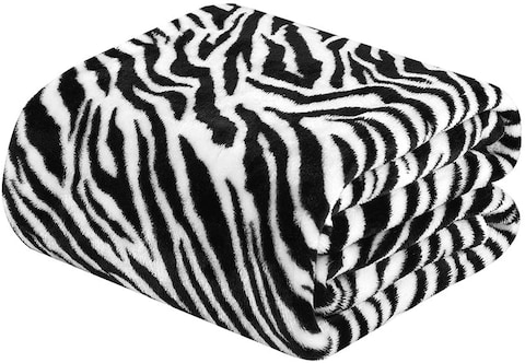 Fabienne Silky Soft Bed Blanket Flannel Throw King Size With Zebra Print