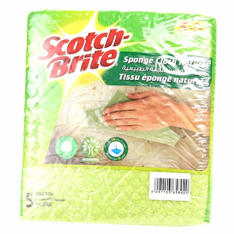 Scotch-Brite Natural Cleaning Sponge Cloth And Scrub Pad With Spiral Combo Pack Multicolour 9 PCS