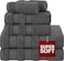 Safi Plus Luxury Hotel Quality 100% Turkish Genuine Cotton Towel Set, 2 Bath Towels 2 Hand Towels 2 Washcloths Super Soft Absorbent Towels for Bathroom &amp;amp; Kitchen Shower - Grey
