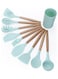 Generic 12-Piece Barreled Cooking Utensils Set With Wooden Handle Multicolour 36.5X12X10Cm