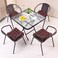 Yulan Iron Retro Outdoor Indoor Simple Folding Table Small Tempered Corrugated Glass, Transparent Ripple, Square, 629