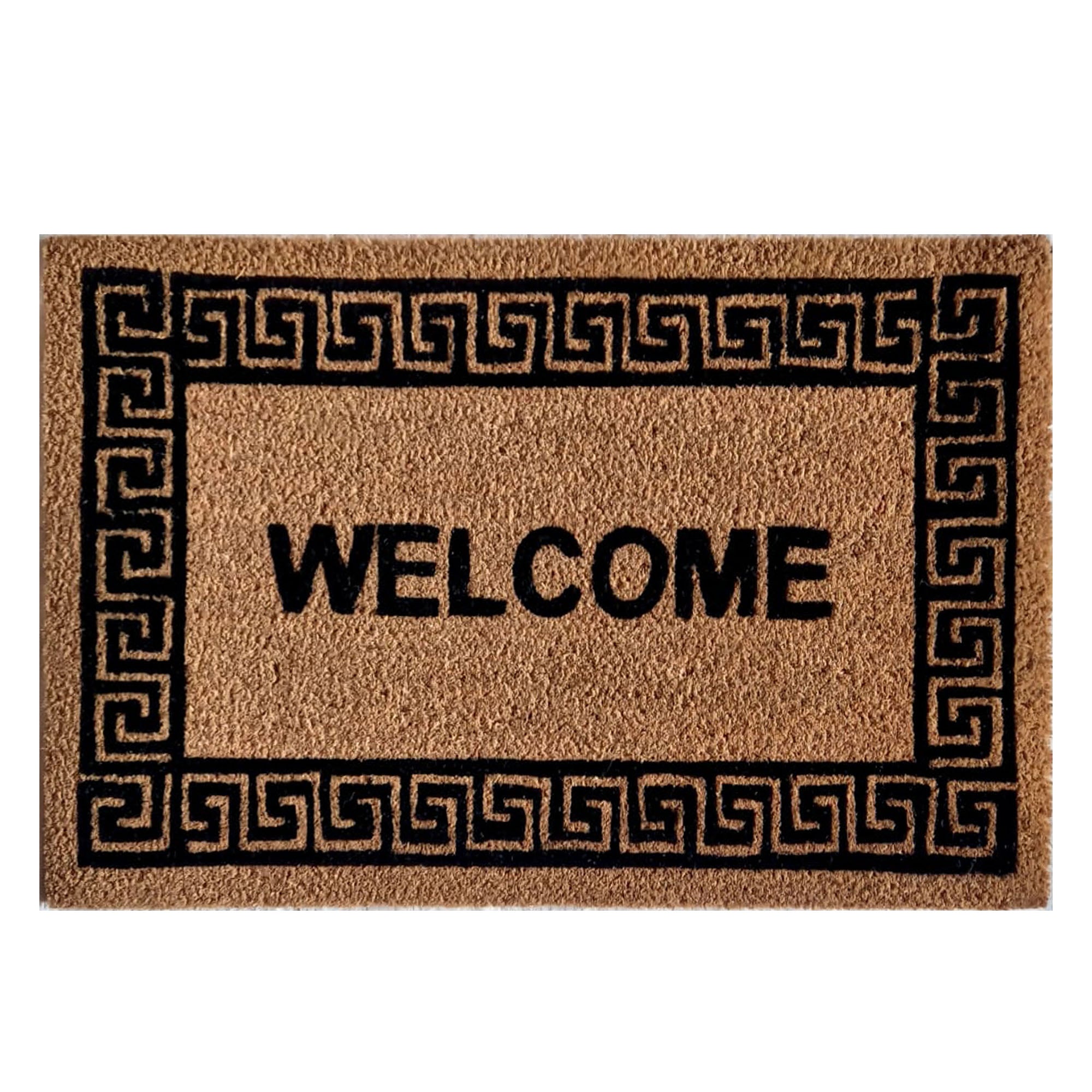 AE Natural PVC &amp; Coir &quot;Welcome&quot; Patterned Border - 40 x 60cm