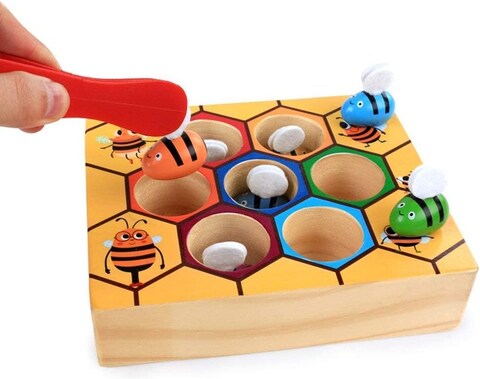 Wooden children&#39;s puzzle toy 3D puzzle bee nest box,Infant Early Childhood Teaching Beehive Game Children&#39;s Toys