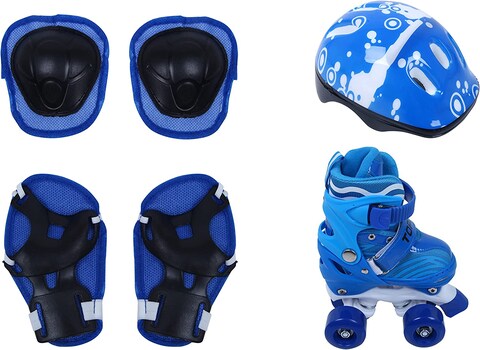 Top Gear Roller Skates Shoes, TG 9008, Adjustable For Kids, Double Row 4 Wheel With All Wheels, Fun For Kids, Blue, Large