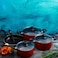 Royalford Cookware Set, 8 Pieces, Red, RF6082 Scratch Resistant, Tempered Glass Lids, 2.5MM Body Thickness, Bakelite Knobs, and CD Bottom
