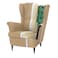 In House 2 Pieces Chair King Velvet With Two Wings And FootStool - Light Beige - E3