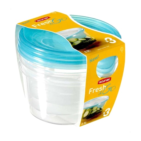 Curver Fresh and Go Food Container Set - 0.5 Liter - 3 Count - Clear