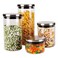 Glass Canister Jar Set With Lid Clear/Silver 4 PCS