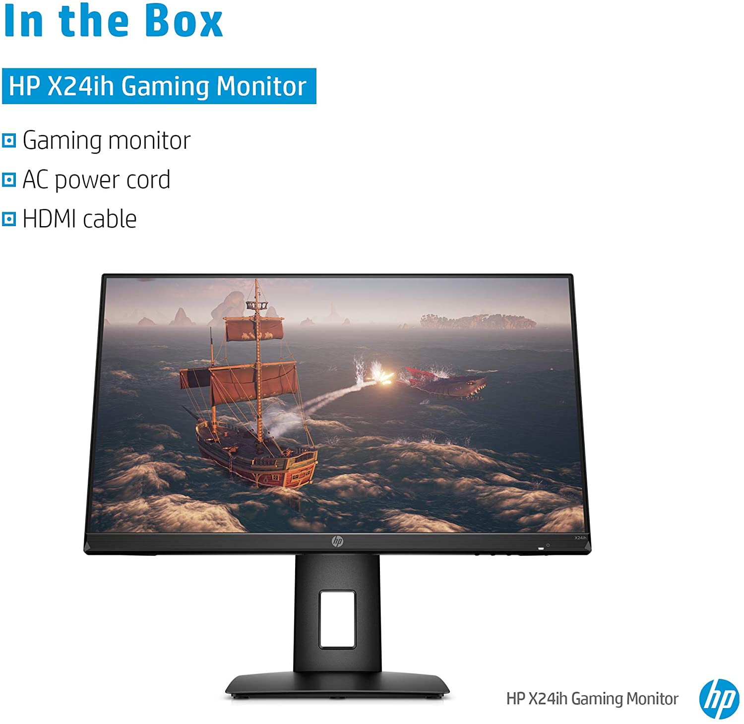 HP X24IH Gaming Monitor, 144 Hz Refresh Rate, 1ms Response, Ultrawide IPS 24 Inch Panel Screen, Height Adjustable Stand (1 HDMI, 1 Display Port)