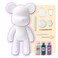 DIY PAINT YOUR OWN BEARBRICK BEAR FIGURE KIT (7 inch - 18 cm) Pour Over Acrylic Fluid Paint and create a unique display piece. COLORS: White, Blue-Green, Light-Purple
