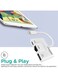 Promate USB Hub, 3 In 1 Rj45 Ethernet Lan Wired Network Adapter With USB Otg Camera Adapter Kit And 2A Pass-Through Charging And Syncing Adapter For iPhone Xs Plus/iPad/iPad Pro, Gigalink-I White