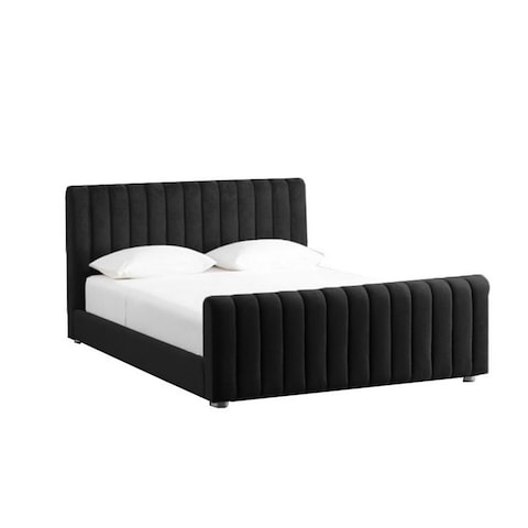 إن هاوس مارتوس هيكل سرير منجد بالمخمل - نفر - 200×120 سم - أسود