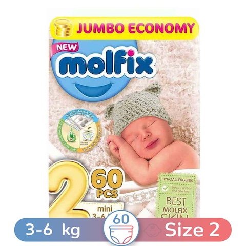 Molfix 2mini Baby Diapers - Size 2 - 3-6 Kg - 60 Diaper