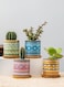 Generic 4 Pcs Succulent Plant Pots Small Modern Ceramic Indoor Planter With Bamboo Tray For Cactus Herbs Home Design 1 (Plants Not Included)