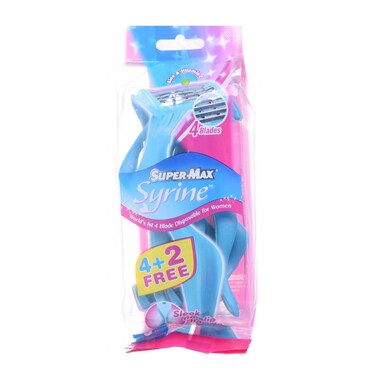 Supermax Lady Razor Buy Supermax Syrine Disposable 4 Blade Razors Blue 6 count Online ...