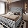 In House Serin Velvet Bed Frame - Queen - 200x140 cm - Gray