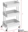 3 Tier Metal Utility Rolling Cart Kitchen Shelf Multifunctional Storage Rack (White) 44x82x35cm