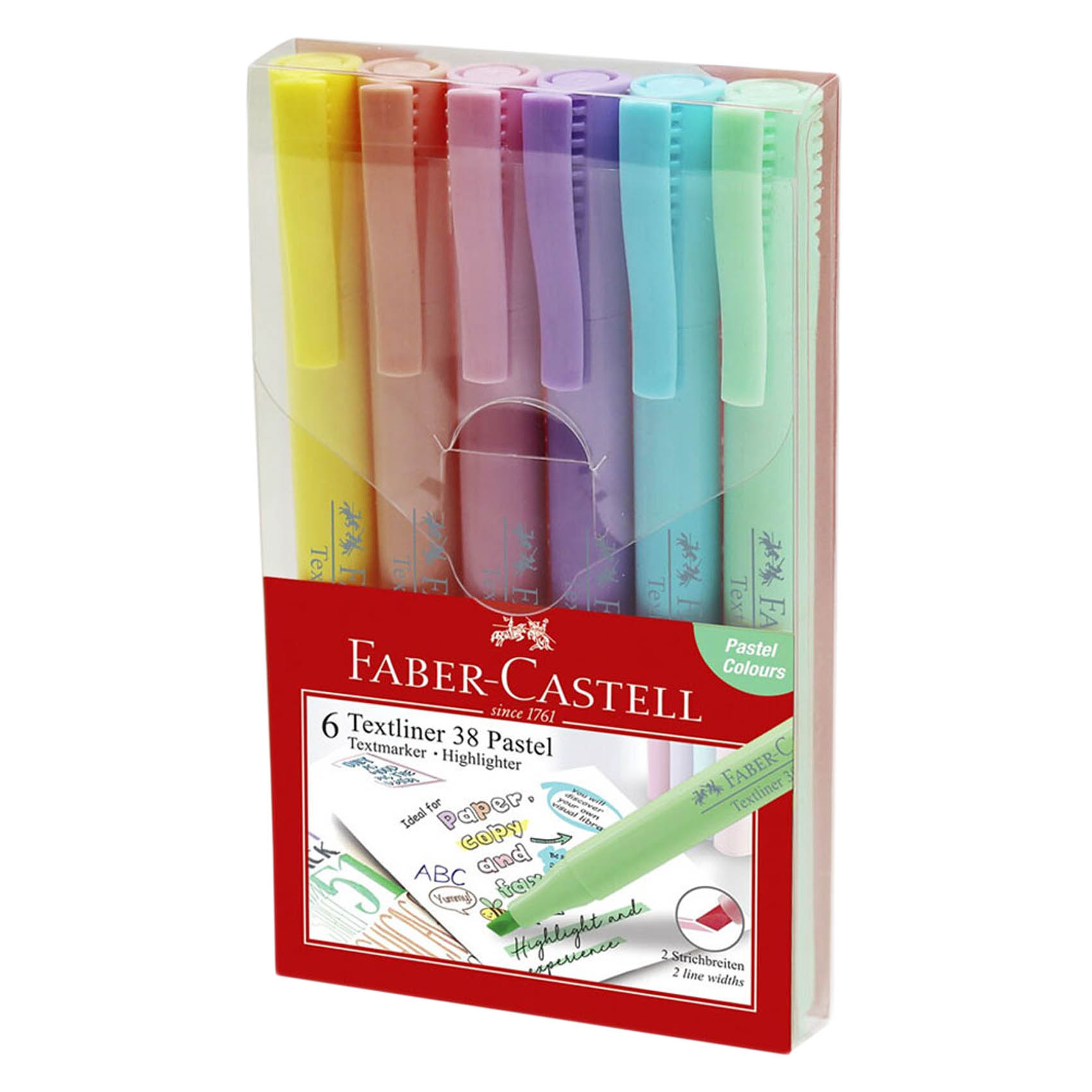 فابر كاستل 38 باستيل 154681 قلم تحديد و تظليل 6 قطع - متعدد الألوان