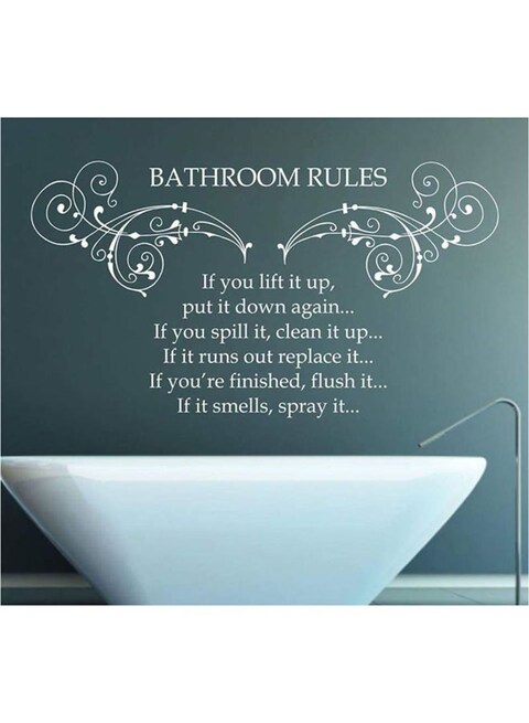 Spoil Your Wall Bathroom Rules Wall Sticker White 90x50cm