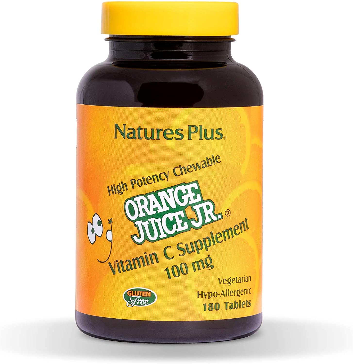 Nature&#39;s Plus, Orange Juice Jr, Vitamin C Supplement, 100 Mg, 180 Tablets