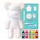 DIY CREATE YOUR OWN UNIQUE ACRYLIC FLUID POURING PAINT MONEY SAVING BEAR (13 inch - 33 cm) COMPLETE SET, Colors: Blue-Green, Fluorescent-Pink, Mint-Green, Lemon-Yellow, Orange, Fun Creative Gift