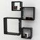 Wooden Twist Rafuf Intersecting Floating Wall Shelves with 4 Shelves Black
