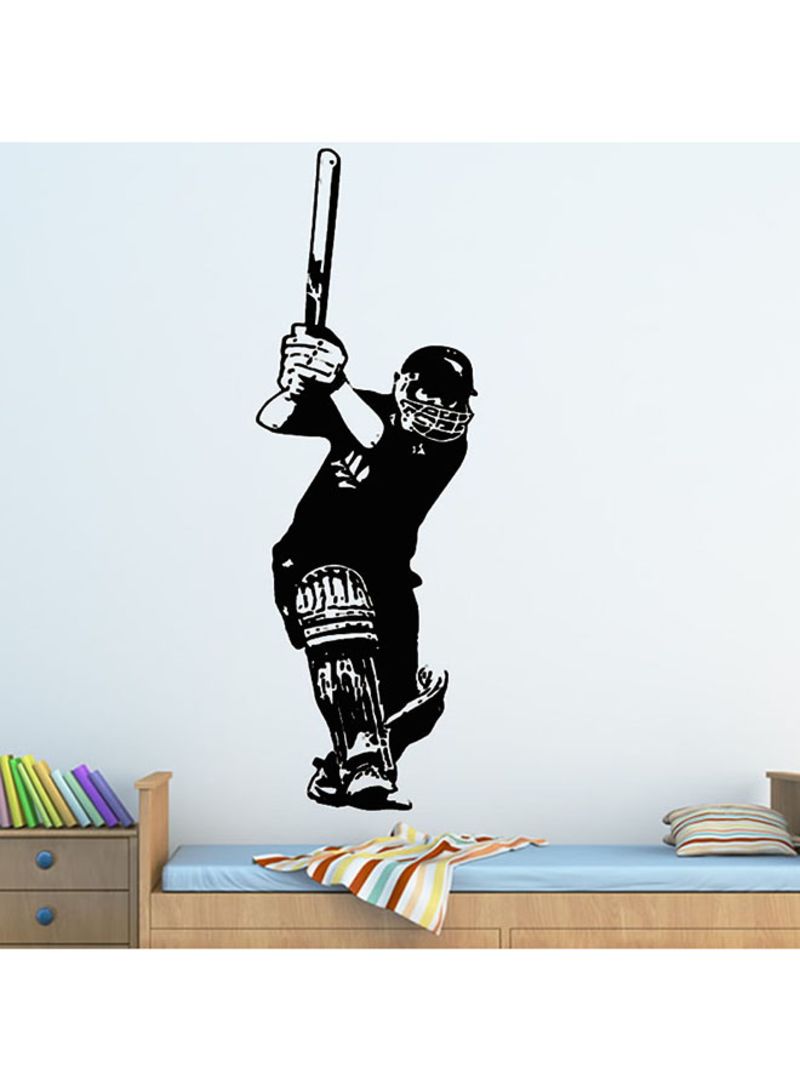 Spoil Your Wall Cricket Batsman Wall Sticker Black 30x110cm