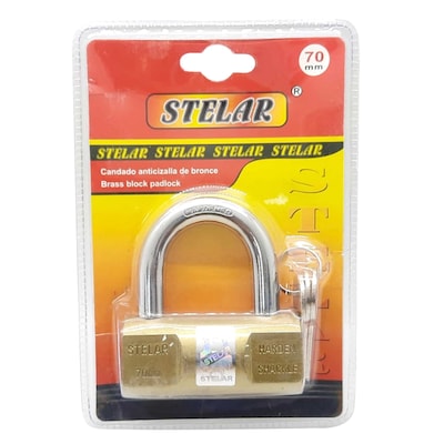 Stelar Padlock Brass Block 70mm Gold/Silver