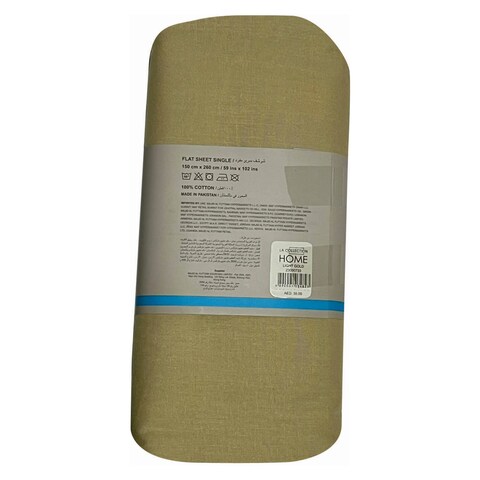 LA Collection 144 Thread Count Cotton Flat Sheet Single Light Gold 150x260cm