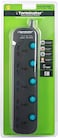 Terminator 5 Way Universal Power Extension Socket 3X1.25Mm2 Black Body &amp; Blue Switch 5M Cable 13A Plug