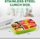 AC&amp;L 1000ml Stainless Steel Lunch Box, Bento Box with 3 Compartment for Kids and Adults, Skid-proof Silicone with Tableware Set and Insulated Lunch Bag, Dishwasher &amp; Microwave Safe (Green)