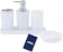 AC&amp;L Bathroom Accessories Set, 5 Pcs Plastic Bathroom Counter Vanity Set, Liquid Soap Dispenser, Toothbrush Holder, Soap Dish, Q tips Tumbler, Vanity Tray, Modern Bathroom Decor Organizer (White)
