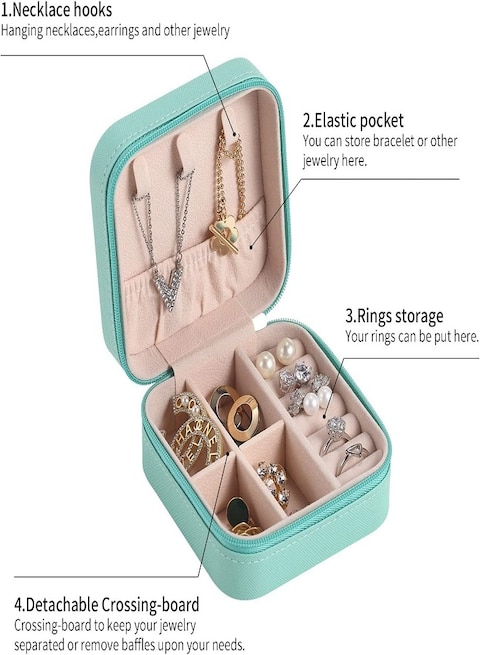 Mini Jewelry Travel Case, PU Leather Small Jewelry Organizer Box, Portable Jewelry Display Storage Holder Boxes for Womens Ring Pendant Earring Necklace Bracelet, Gift Boxes for Girls