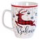 Believe Reindeer Printed Christmas New Bone China Mug 340ml